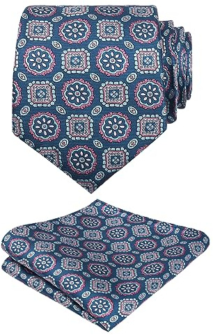 Alizeal Conjunto de corbata y pañuelo para hombre con patrón regular y clásico único para boda, Taille unique