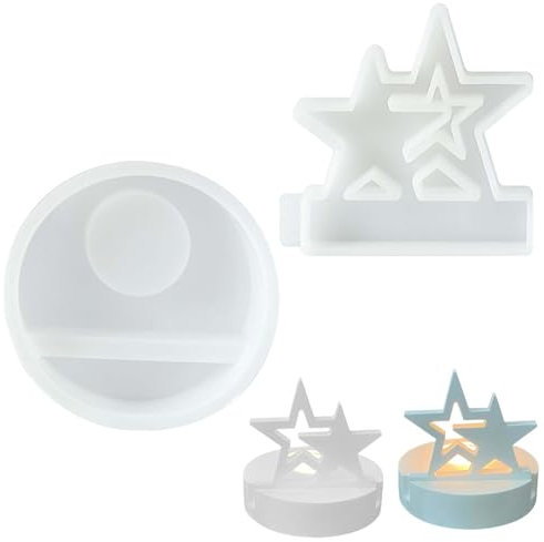 Joyek Einschieber Silikonform Stern – Gießformen mit Runder Basis für Teelichthalter und Kerzenhalter – DIY Dekoform für Epoxidharz, Gips & Beton