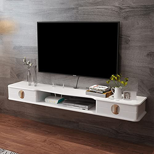 SIBEG Schwimmendes Unterhaltungsregal, an der Wand montierter TV-Ständer, schwimmendes Medienregal, TV-Konsoleneinheit, Wand-TV-Schrank, Aufbewahrungsregale, Möbel mit 2 Schubladen für Wohnzimmer,