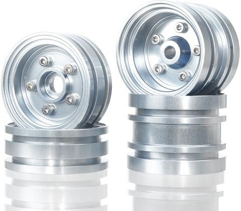 TOOMOD Aluminum Wheel Rim Set Wheel Hub for Tamiya Grasshopper,Hornet, Mighty Frog, Buggy Champ, Fast Attack, Fighting Buggy Upgrades Parts （Silvery）