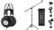 AKG K72 Auriculares Alámbricos de Monitorización de Espalda Cerrada de Alto Rendimiento, Negro & CAHAYA Soporte de Micrófono con Brazo con Dos Pinzas para Microfonos Pie de Micrófono Plegable
