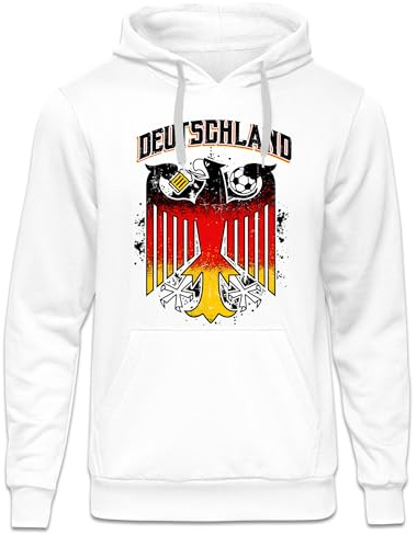 UGLYSHIRT Deutschland Herren Kapuzenpullover | Germany Hoodie Deutschland Pullover Deutschland Trikot Fanartikel Fussball EM WM Deutschland Flagge | M7