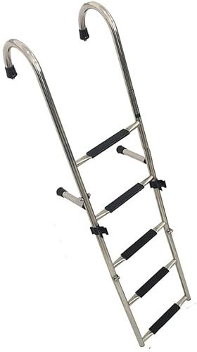 Folding Dock Boat Ladder Folding 4/5/6 Step Dock Ladder, Heavy Duty Stainless Steel Extension Marine Yacht Boarding Ladder With Wide Step & Handle，for Boats, Pool, Dock (Size : 5 Step)
