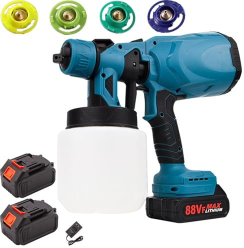 NYANS Battery Operated Paint Sprayer, High Pressure Spray Gun, Easy to Clean, Large Capacity Spray Pot, Paint Sprayers for Home Furniture, Cabinets, DIY Works, Garden Chairs etc,battery*2