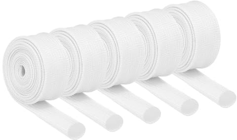 sourcing map 5Pcs Insulation Braided Cable Sleeve,3.3Ft-13/32 Inch ID White, High Temp Silicone Coated Fiberglass Sleeving for Cable Wrap, Automotive Hose Lines Electrical Wiring Protection
