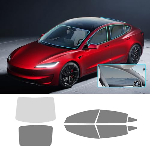 FDAIUN Scheibentönungsfolie Auto für Tesla Model 3 2020-2024 8%/20%/35% VLT PVC Vorgestanzt Autoscheiben Tönungsfolie Auto Tönung Glas Verdunkelung Aufkleber Sommer UV-Schutz zubehör