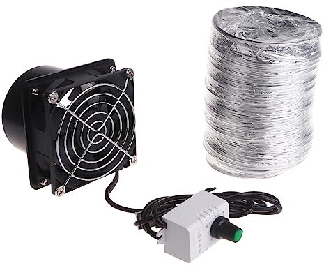 DAYnagh Petite Ventilateur d'extraction d'air avec Φ80mm tuyau d'evacuation flexible en aluminium, extracteur d'Air de ventilation avec contrôleur de Vitesse USB (tuyau d'evacuation 3mètres)