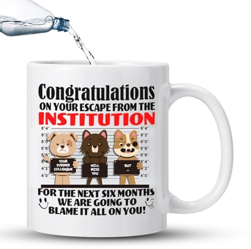 Retirement Gifts for Woman Men Leaving Gifts Colleagues Dog Mug Retired Farewell Gift for Coworkers Funny Mug Retirement Congratulations New Job Gift Leaving Presents for Colleagues Cup