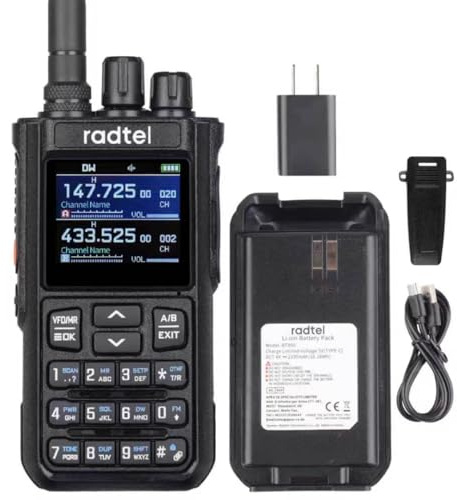 Radtel RT-900 Radio Ham Multibande 8W, Talkie-Walkie à 256 Canaux VHF/UHF, Bande Aérienne, Marine & Rivière pour Activités Extérieures, Urgence, Communication Aéronautique (Version Non-Bluetooth)