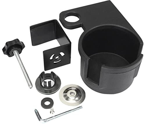 Cabilock Portavasos de Mesa Ajustable Clip Lateral Giratorio, Soporte para Vasos y Botellas, Plástico Resistente, Negro, para Escritorio y Oficina, Diseño Compacto Almacenamiento Adicional