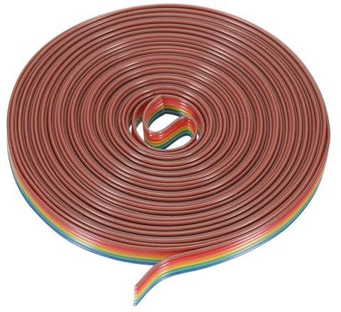 sourcing map 1 Pcs 6 Pin Flat Rainbow Ribbon Cable 20 Ft 1.27mm Pitch Breadboard Jumper Wires for Electronic Projects