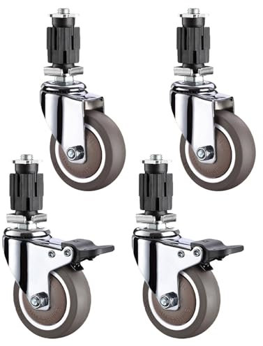 Silenziose Ruote Pivotanti Con Freno, Portata 180kg, Manicotto Nero Da 25mm O 30mm per L'installazione Di Gambe Mobili In Tubo Quadrato In Acciaio Inossidabile, Ruote Girevoli In Gomma per Carrelli(30