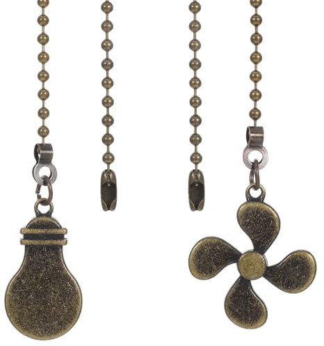 Ymapinc 2 Pcs Ceiling Fan Pull Chains Ornaments, 35cm Long Bronze Fan Cord Decorative Extension Ceiling Light Beaded Shaped Pendant, Light Bulb Extender