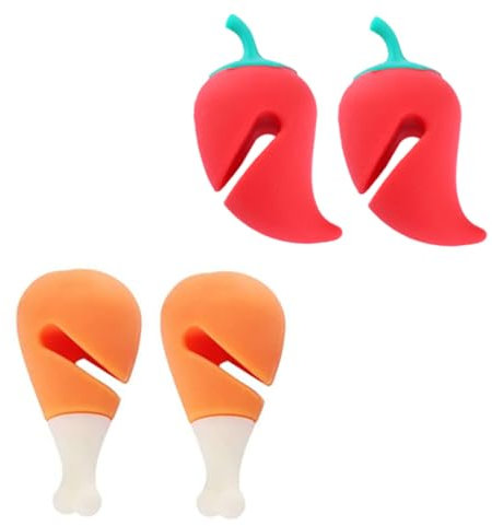 FUNOMOCYA 4pcs Silicone Pot Lid Lifters with Steam Release and Boil Over Prevention, Creative Cartoon Design, Comfortable Hand Feel, Suitable for Kitchen Pots and Pans