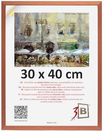 3-B Cadre MEGA - Cuivre rouge - 30 x 40 cm - Cadre en bois, cadre photo, cadre pour documents avec verre acrylique