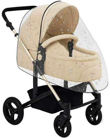 Rain Cover for Pushchair Transparent Pram Baby Stroller Rain Cover PVA Universal Foldable Ultra Windproof Ventilated Odourless Snowproof for Outdoor Travel, Fits Most Prams and Baby Strollers