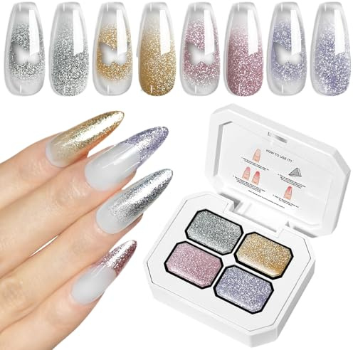 YNPQTDS Gel Per Unghie Decorativo - Confezione Di Smalto Gel In 4 Colori Con Palette Per Donne - Smalto Manicure Senza Risciacquo Per Professionisti Principianti E Casa
