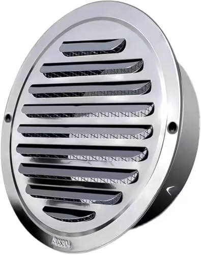 MSWEGKRE Dryer Vent Cover, Round Wall Vent Cap, Air Vents Louvered Grille Cover Vent Hood Flat Ventilation Outlet, with Built-in Screen Mesh