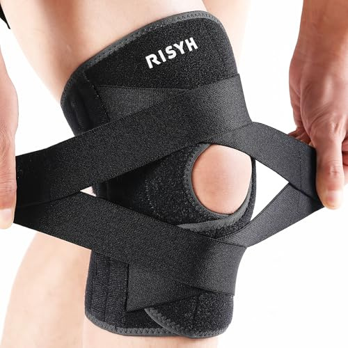 Knee Brace for Women Men Adjustable Cross Strap, Knee Braces for Meniscus Tear, Knee Pain Support with Side Stabilizers, Relieves ACL, MCL, Arthritis, Knee Pain for Patella Stability