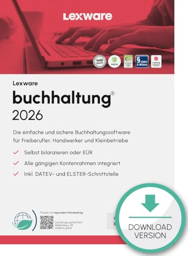 Lexware buchhaltung Standard 2026 (365 Tage)| Einfache Buchhaltungs-Software vom Marktführer | PC Aktivierungscode per Email