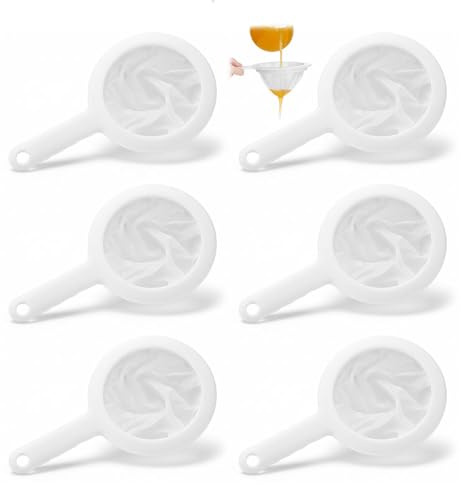HMCEY 6 Piezas Colador de Malla Fina 80/100/120/200/300/400 Puntos,Coladores de Cocina de Tela Con Asa,Malla para Filtrar Aceite,Fine Mesh Strainer,Malla Cocinar Alimentos para Zumos, Café, Yogur