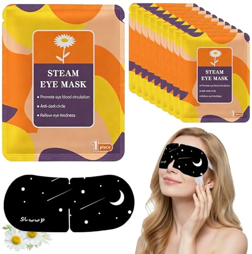 10 Packs Steam Eye Mask - Self Heating Warming Eye Mask, Disposable Heated Eye Masks for Dry Eyes, Fatigue Relief, Hot Compress Eye Patch - Perfect Gifts for Men and Women (Chamomile)