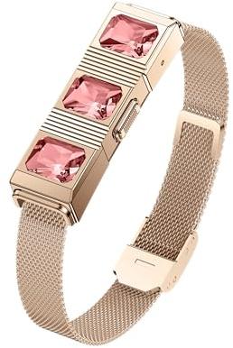 Mingtawn Smart-Armband für Damen, Gesundheits- und Fitness-Tracker, Schrittzähler/Blutsauerstoff/HRV/Schlaf-Tracking, modisches Rubin-Armband mit Nachrichten-/Anruferinnerung (Gold)