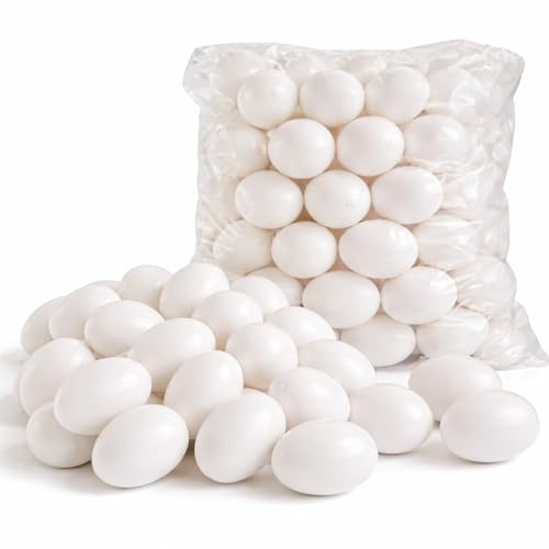 HaushaltO 50x Kunststoffeier für Deko Dekoration Weiß – 50x Ostereier 6 cm Dekoeier – Plastikeier Eier für Ostern – Zum Basteln Bemalen aus Plastik, Kunststoff Weiß (50)
