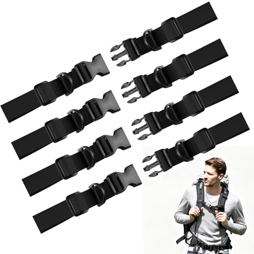 Shengxi 4 Unidades Correa De Pecho para Mochila, Mochila Ajustable Correa Antideslizante Duradera Nylon Pecho Mochila Correa, Mochila de Nailon con Cierre Rápido para Senderismo Jogging y Senderismo