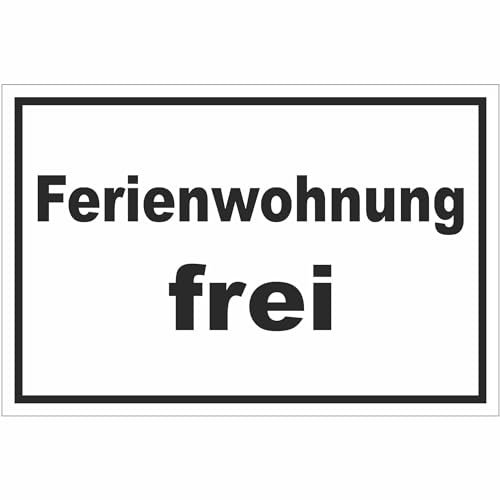 Indigos UG Aufkleber Ferienwohnung frei Hinweisschild, 30x20 cm - selbstklebender Sicherheits Aufkleber für Tür oder Wand - Warnschild für Gebäude, Hotel, Büro, Firma, Haus, Praxis
