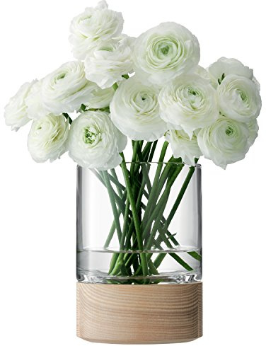 LSA International Vase/Laterne Lotta mit Eschenfuß 18 cm, ash, Clear, H18cm