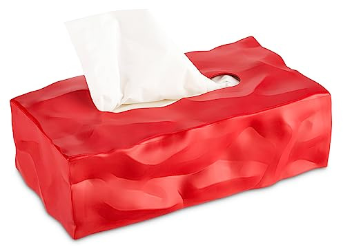Essey Taschentücherbox Wipy Cube II, rot, rechteckige Taschentuchbox im Skandi Deko Design, eleganter Tuchspender für Taschentücher, perfekte Deko Box für Bad und Wohnzimmer, modern und funktional