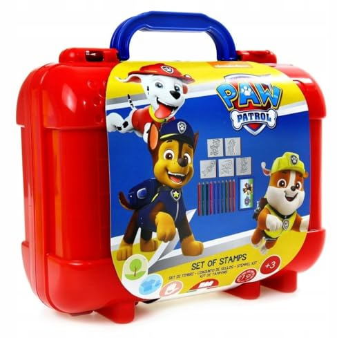 Multiprint Tashe Travel Set Paw Patrol Boy, Made in Italy, Malbucher, mit Puzzles und Buntstifte, Stempelset Kinder, in Holz und Naturkautschuk, Ungiftige Waschbare Tinte, Geschenkidee, 42903