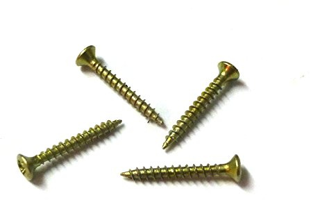 100 stycken MINI-skruvar för spånskivor (försänkt huvud med PZ-korsslits) stål gult galvaniserat 2 x 10 mm för modellbygge eller för restaurering