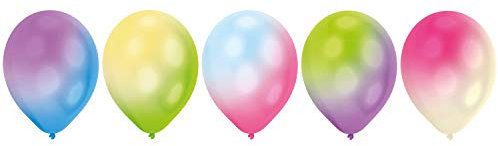 Amscan 9901049 - 5 LED Latexballons, circa 28 cm, Geburtstag, Party, Heliumballon