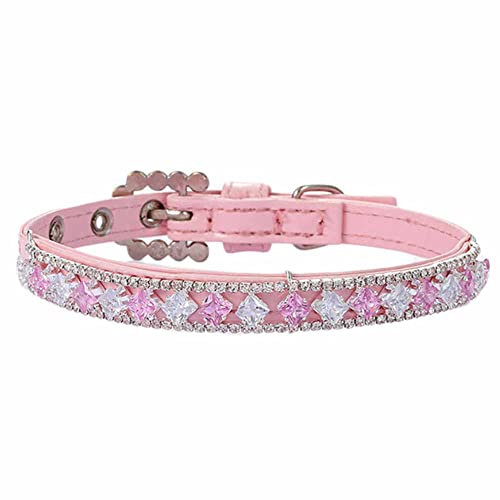 Hundehalsband Perlen Strass Halsband Kleine Hunde Welpen Verstellbares Halskette Katzen Hundeband Kettenhalsband Hundehalsung Süße Dog Collar Poodle Chihuahua (XS, pink)