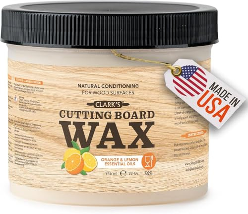 Schneidebrett Wachs von Clark´s (950 ml) - Aus Natürlichem Bienenwachs und Carnaubawachs - Schutz Schneidebrett Holz Angereichert mit Zitronen- und Orangenöl - Küchenarbeitsplatte - Restaurantgröße