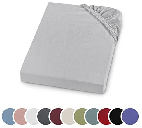 sleepling Biber Spannbetttuch, Feinbiber Spannbettlaken, Made in Germany, 100% Baumwolle, Matratzen bis 23 cm Höhe, Rundum Gummizug, Ökotex, waschbar 60 Grad, 90 x 200, grau