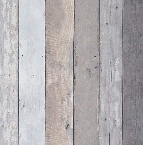 CiCiwind Self Adhesive Wallpaper Wood Effect Vinyl Wrap Peel and Stick Contact Paper Gray Wood Plank Sticky Back Plastic Removable Vinyl Wrap for Furniture Wall 44×300cm