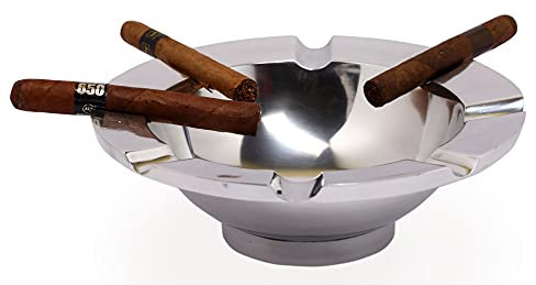 Zigarrenaschenbecher aus Aluminium, für 8 große Zigarren, 26 cm Durchmesser, kratzfester Boden