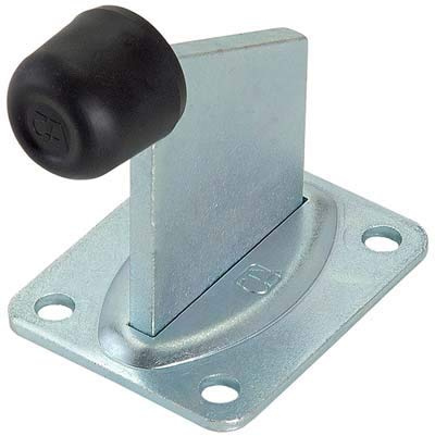 4392101 ARRESTO FINE CORSA CANCELLO A FISSARE 382 COMBI In acciaio zincato e gomma. Base Mm. 80x100. Arresto altezza Mm. 111.ZINCATO MM 105X111 GOMMA D.MM 35 P.MM 100X80