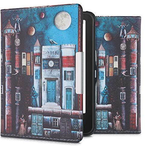 kwmobile Klapphülle kompatibel mit Tolino Vision 1/2 / 3/4 HD Hülle - eReader Case - Buch Stadt Mehrfarbig