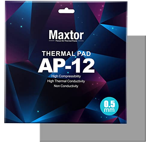 Maxtor Thermal Pad 14.8 W/mK, 120x120x0.5mm (1 pcs) Silicone, Highly Efficient Heat Resistant Soft Pad for Laptop Heatsink/SSD/CPU/IC/LED Cooler