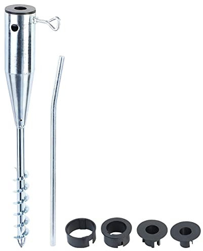 Royal Gardineer Erdspieß Sonnenschirm: Universal Stahl-Sonnenschirmständer mit Bodendübel, Ø bis 66 mm (Bodendübel-Sonnenschirmhalter, Bodenanker Sonnenschirm Strand, Sonnensegel)