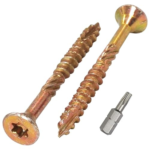 SKIR'CO (50 Stück) Universal Verzinkter Stahl 4,0 x 40 mm Gelb Holzschrauben Senkkopf Torx Kopf Typ 17 Spanplattenschrauben (50, 4,0 x 40 mm)