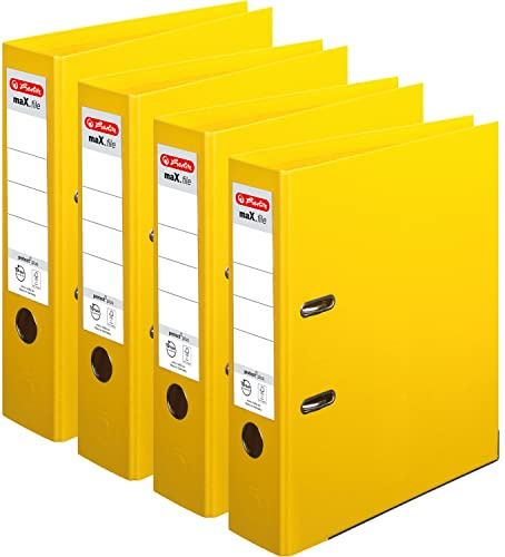 Herlitz Ordner maX.file protect+ A4, 8 cm (4er Pack | Gelb)
