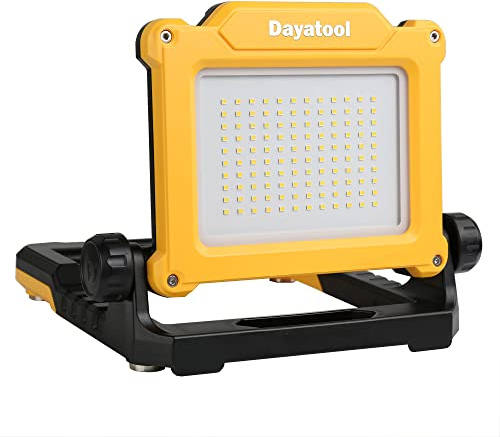 DAYATOOL 4000Lumens Cordless Magnetic LED Work Flood Light, Compatible for Dewalt Makita 20V Milwaukee 18V m18 Rechargeable Lithium Tool Battery, Portable LED Work Light for Under Hood, Yellow