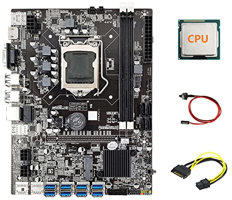 Lodokdre B75 ETH Mining Carte mère 8Xpcie Adaptateur USB+CPU+ 15 broches Câble 6 broches+Switch Cable Lga1155 B75 Carte mère