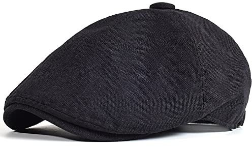 tcax Schiebermütze Herren Herren Sommer Berets Newsboy Cap Frühling Outdoor Atmungsaktive Flache Hüte Solide Entenschnabelhüte Vintage Gatsby Baskenmütze Damen,Schwarz,55-58Cm