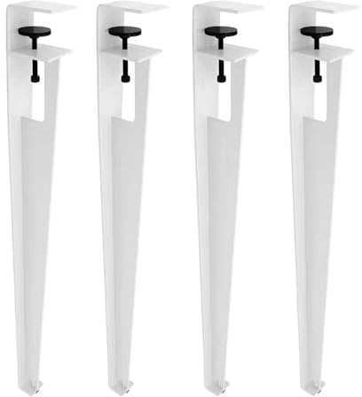 tow000ack Metall Tischbeine DIY Möbelfüße F-Form Tisch Klemmbeine,Couchtisch,Konsolenfüße mit Verstellbaren Bodenschonern für Runden oder Quadratischen Tisch,Kein Stanzen,4 Stück (76cm(30in),White)